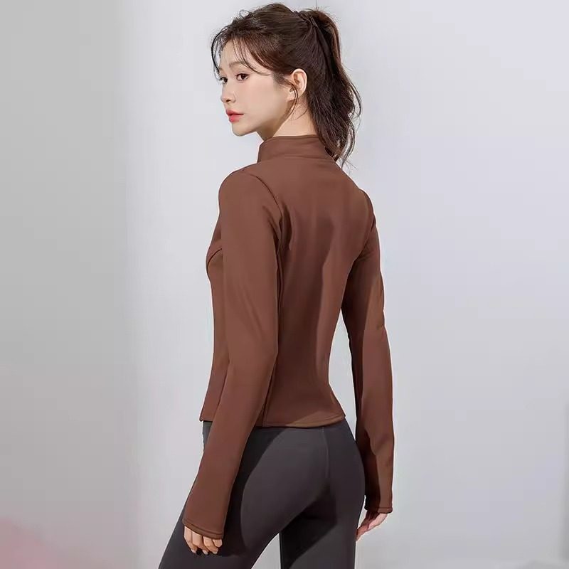 冬季抓绒内胆瑜伽修身运动上衣加绒普拉提瑜伽服女健身衣内搭外套,淘宝优惠券,粉丝福利购,淘宝优惠卷