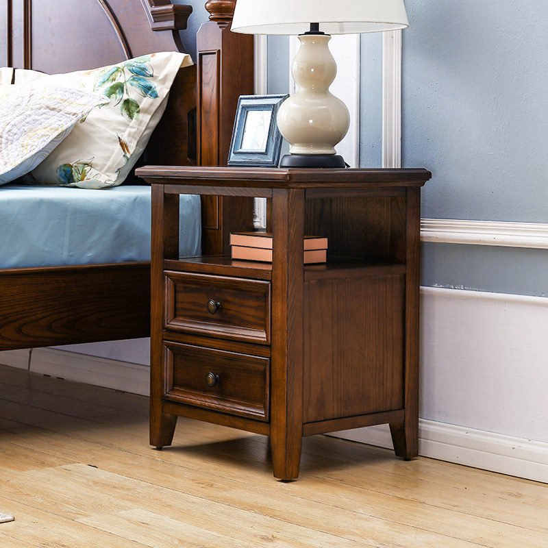 美式床头柜美式全实木床头柜简美复古床头边柜床边柜白蜡木小柜,淘宝优惠券,粉丝福利购,淘宝优惠卷