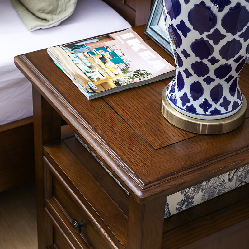 美式床头柜美式全实木床头柜简美复古床头边柜床边柜白蜡木小柜,淘宝优惠券,粉丝福利购,淘宝优惠卷