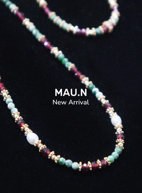 串珠石榴石情侣红绿项链圣诞氛围