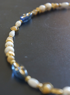 原创珍珠中古女项链小众毛衣链