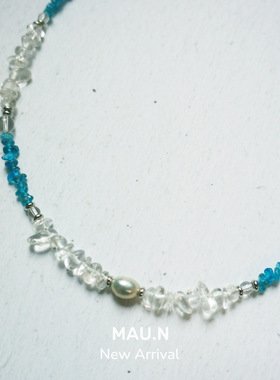 ins小清新串珠项链海盐白水晶