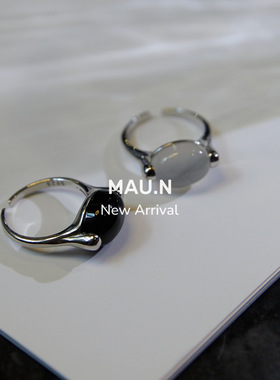 情侣纯银欧美百搭戒指天然石酷