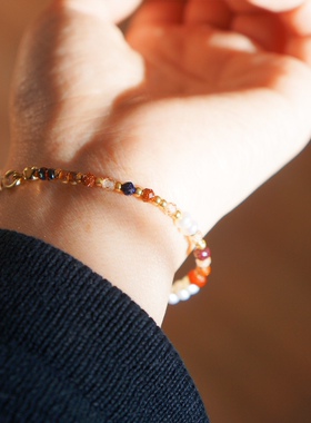 法式原创小众天然石串珠项链女