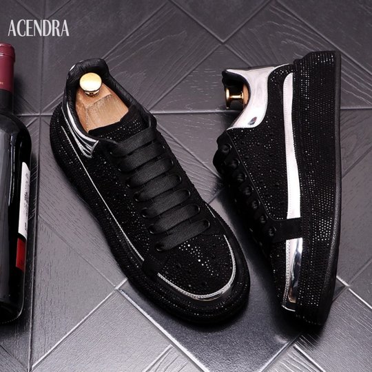 ACENDRA 男士奢品满钻时尚个性板鞋厚底显高乐福鞋百搭潮流休闲鞋