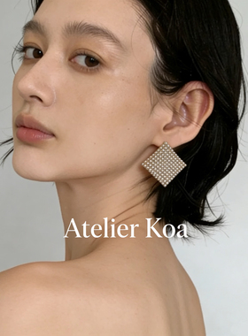 Atelier Koa 超重工高品质满珍珠善良气质款方块韩式仙女耳环