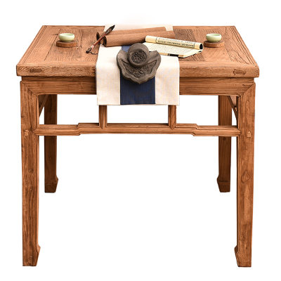 老榆木八仙桌实木正方形方桌中式明清仿古小矮桌子家用餐桌椅组合 虎窝淘