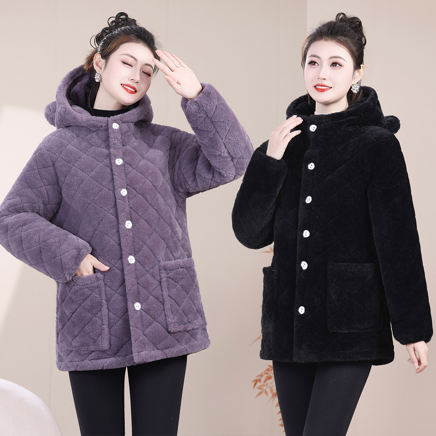 冬季保暖加绒加厚棉衣棉服女款小个子连帽短款小香风特厚棉袄外套,淘宝优惠券,粉丝福利购,淘宝优惠卷