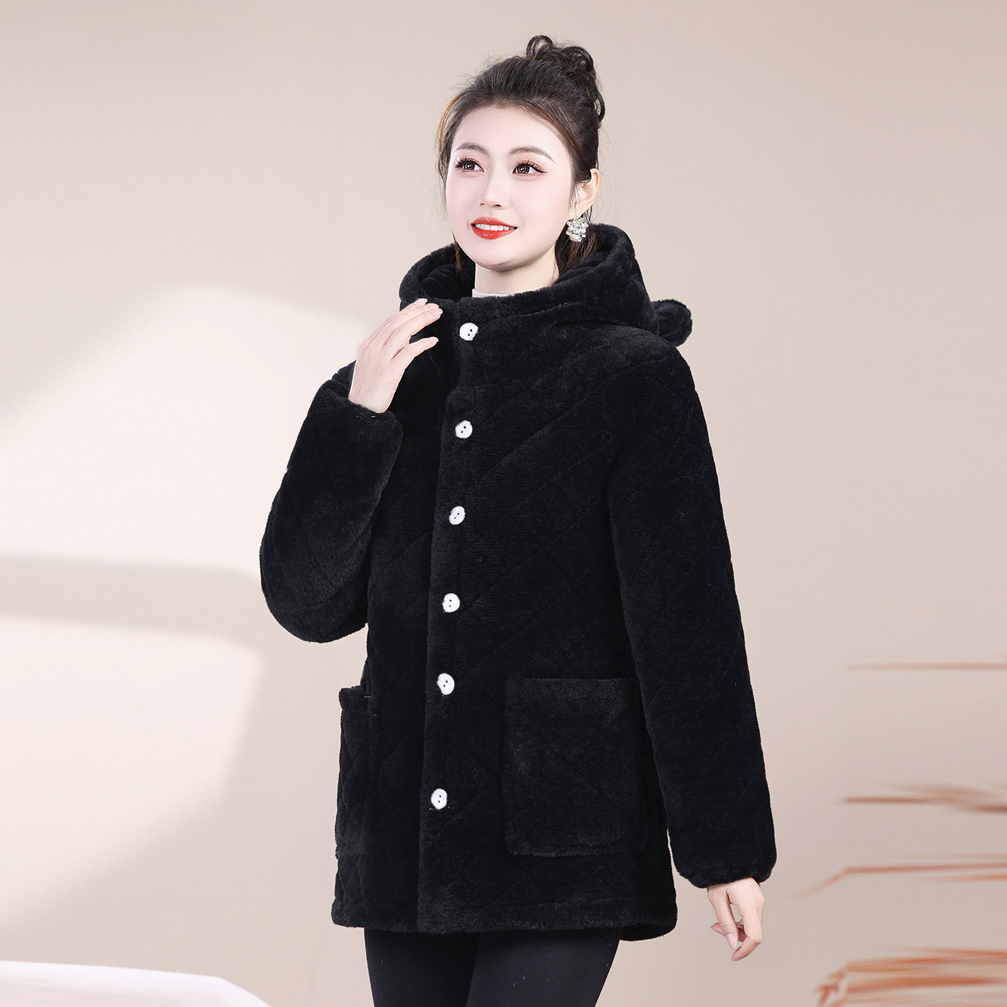 冬季保暖加绒加厚棉衣棉服女款小个子连帽短款小香风特厚棉袄外套,淘宝优惠券,粉丝福利购,淘宝优惠卷