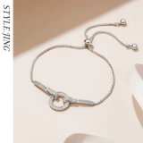 Модный браслет, золотое ювелирное украшение, искусственная изысканная инкрустация камня, стиль, 14 карат, розовое золото, с драгоценным камнем