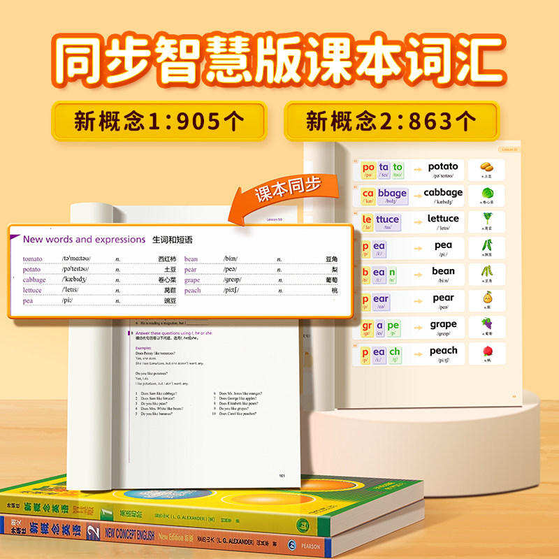 【易蓓】新概念英语第1-2册拼读法速记单词同步教材单词速记智慧版课本词汇汇总英语外教带读单词拆读拆解记忆同步练习册趣味彩图