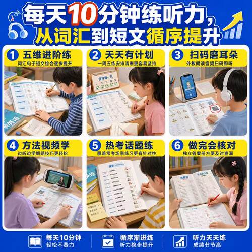 2027版星火英语小学英语听力天天练一二年级三四五六年级上下册英语听力专项训练练习题通用听力默写能手天天练强化训练人教外研版 - 图1