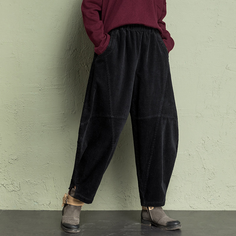 灯芯绒冬季八分高腰条绒显瘦灯笼裤 阿玛杰斯温休闲裤