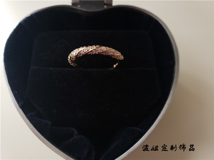 包金注金法产不褪色小众拱形麻花镶钻戒指女男 法国进口 波妞 18K 包金注金法产不褪色小众拱形麻花镶钻戒指女男 法国进口 波妞 18K