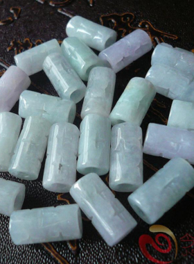 今石缘天然翡翠A货配件 路路通长管七星高照竹节 DIY辅料材料