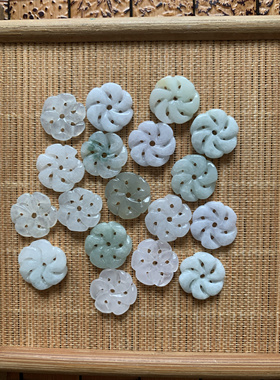 今石缘天然翡翠A货花朵配件 梅花/转运花/四叶草花/不含红色圆珠