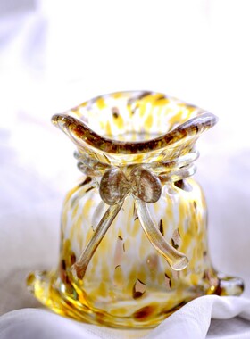 彩色玻璃钱袋摆件迷你桌面小花瓶