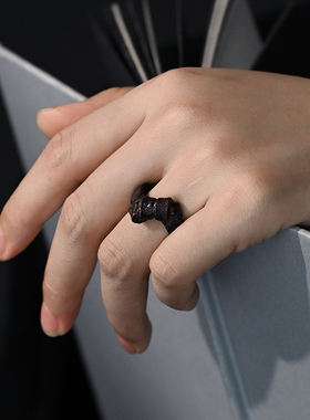 溯也男女皮革原创手作戒指