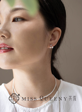 MissQueeny其微|小樱桃珍珠耳钉纯银精致百搭时尚简约