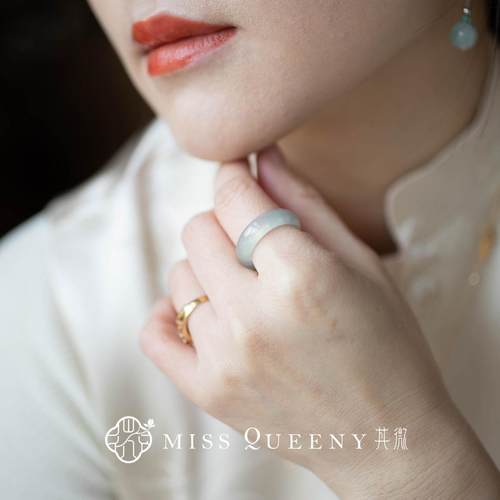 MissQueeny其微|高冰翡翠戒指冰透温润淡雅缅料A货细腻女 - 图0