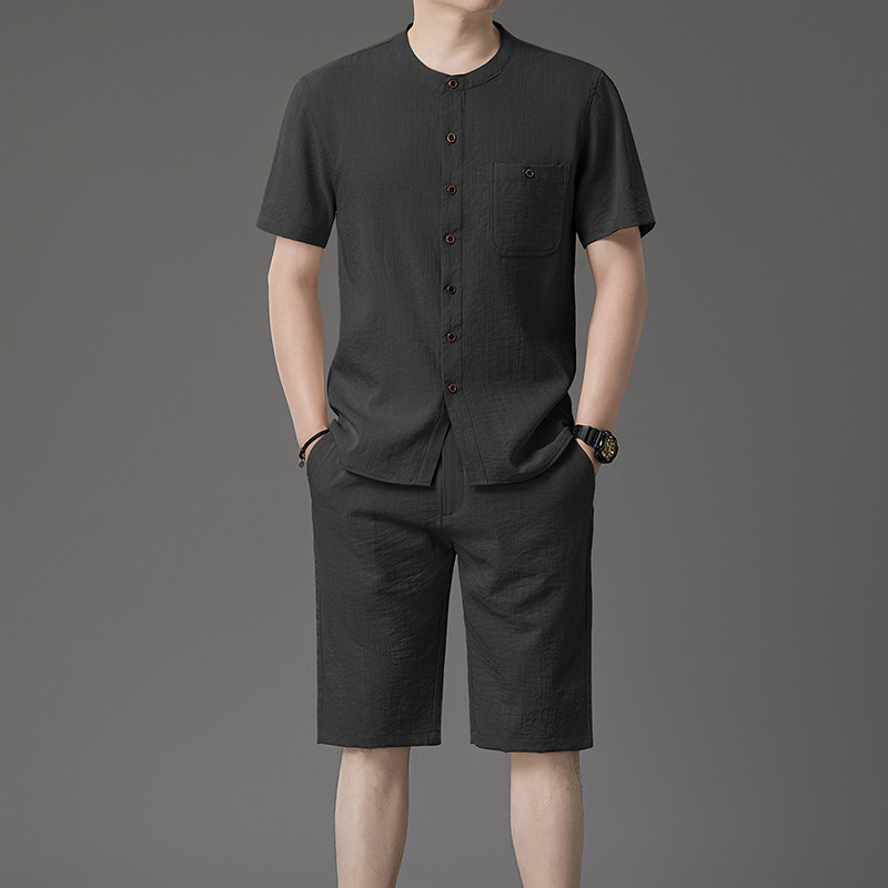 2026夏季新款套装时尚百搭衬衫短袖短裤套装男透气中老年爸爸装商,淘宝优惠券,粉丝福利购,淘宝优惠卷