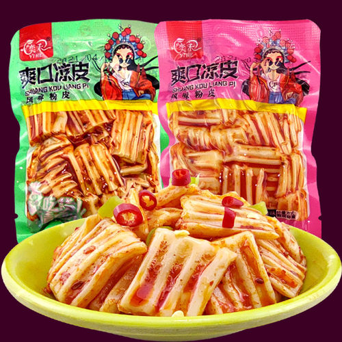 麻辣小凉皮零食独立包装香辣味粉皮脆爽水晶凉皮辣条烧烤味小吃 - 图3