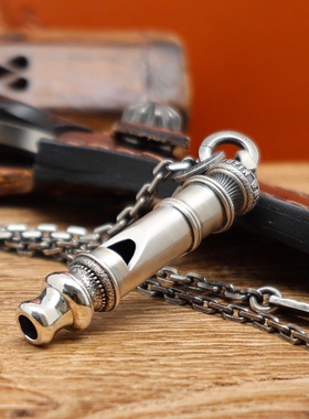 纯银925哨子吊坠男女款吊坠复古手工可当野外户外哨子装饰