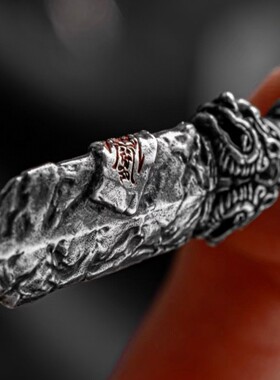 S925纯银国风道系兽首吊坠挂坠复古风做旧国潮女男士个性时尚