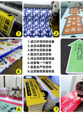 地面标识贴纸定制医院商场超市酒店宾馆楼梯台阶地贴箭头指示牌