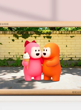小福猩小粉猩可爱装画饰相框