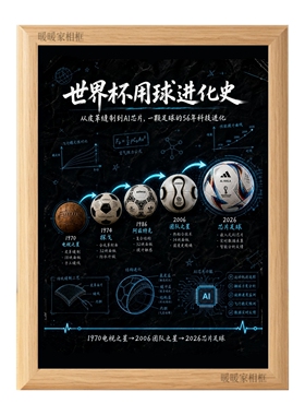 世界杯用球进化史知识相框摆件