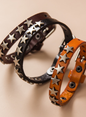 欧美复古朋克风真皮单圈手链手镯