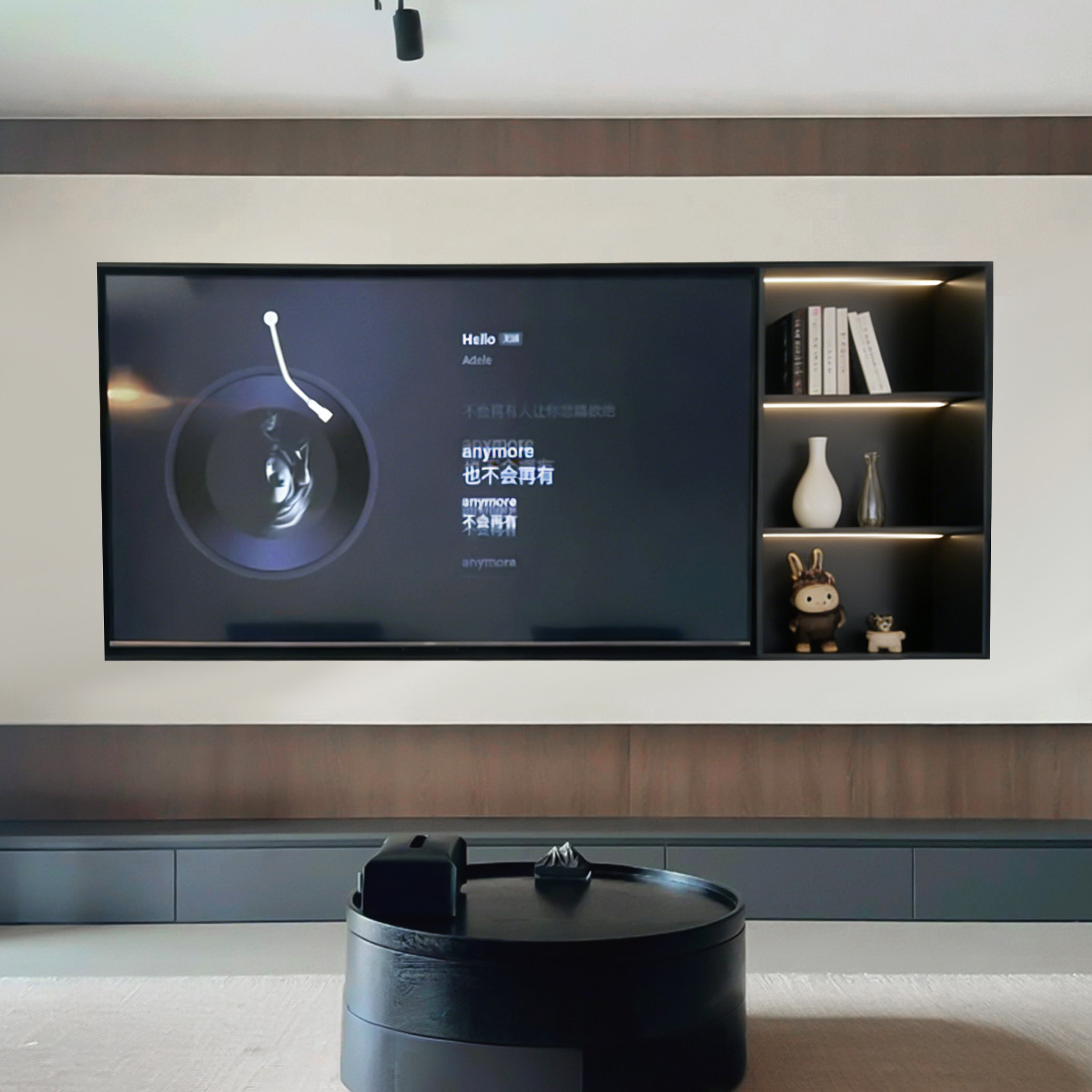 Built-in 75/85-inch TV niche built-in custom suspended TV background wall stainless steel metal cabinet 100