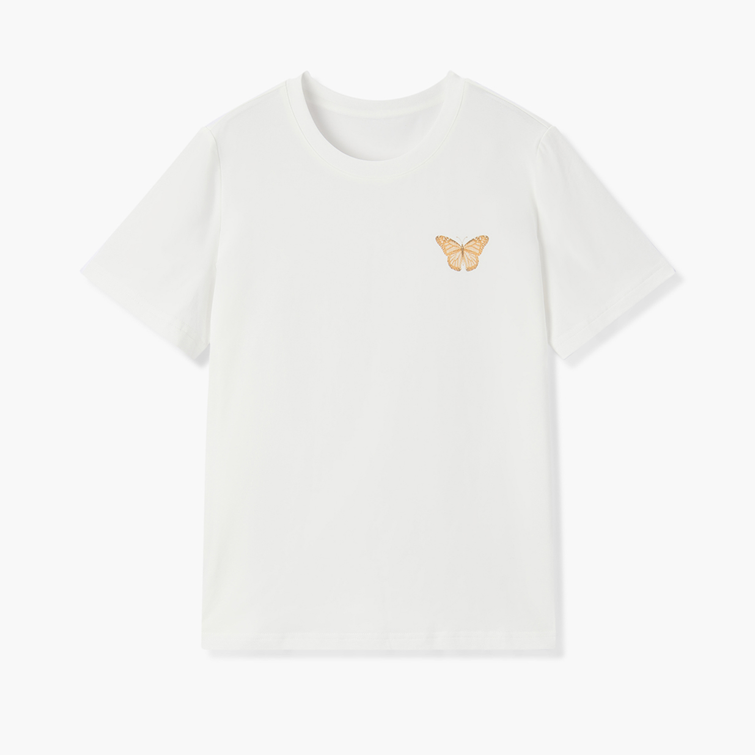 爱居兔夏季新款蝴蝶印花舒适透气短袖T恤