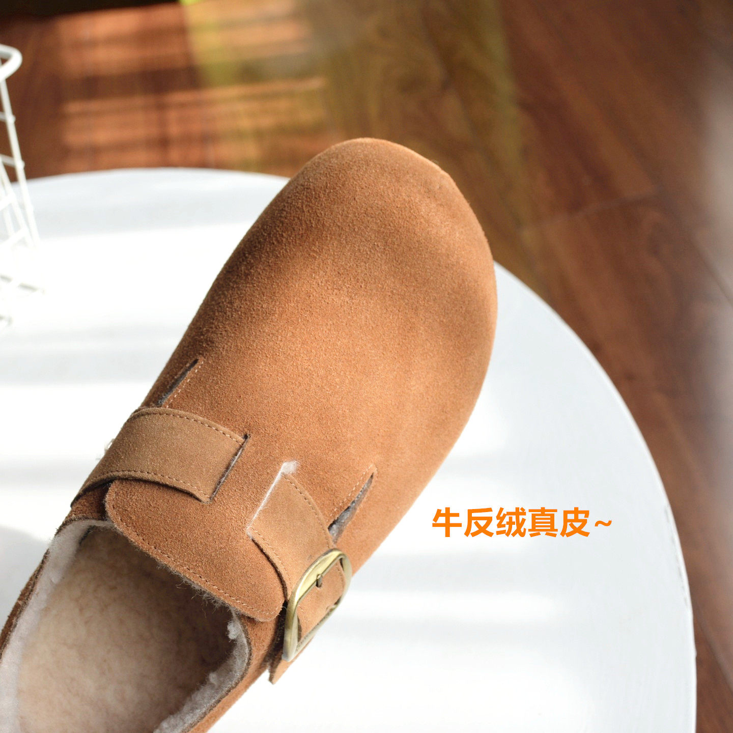 撤柜单！牛反绒加绒保暖勃肯鞋2025冬季新款复古魔术贴厚底女棉鞋,淘宝优惠券,粉丝福利购,淘宝优惠卷