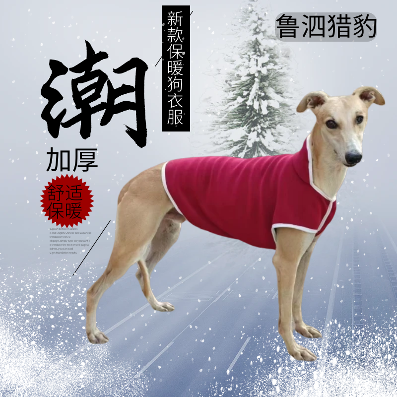 格力犬灵缇惠比特犬衣服加绒保暖狗狗棉服棉衣赛道服中大型犬加厚-图0