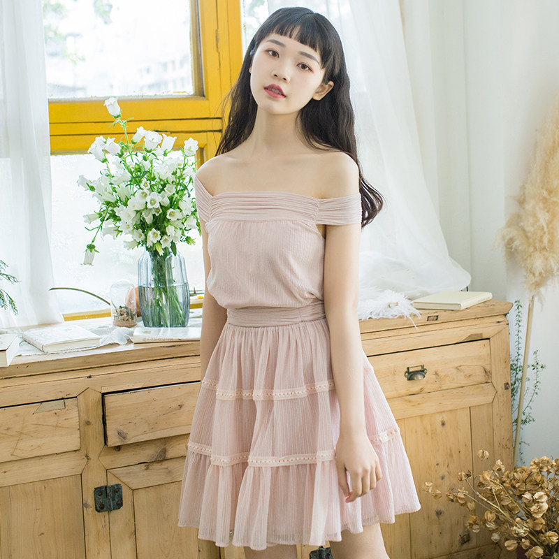 miss原创新款粉色仙美荷叶边公主裙 miss and miss 原创设计半身裙