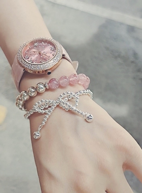 纯银珠蝴蝶结串珠闺蜜学生流苏闪亮生日礼物手链女孩单圈韩版百搭