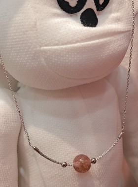 天然草莓晶s925纯银时尚韩版项链个性流行新款朋友女锁骨链