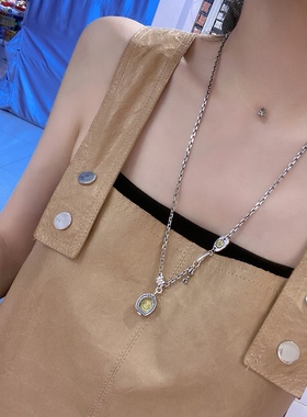 纯银黄财神项链毛衣链扎基拉姆金刚杵时尚个性百搭项链重工银饰