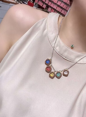 五路财神纯银项链迷你手绘黄财神藏式嘎乌盒唐卡百搭短链