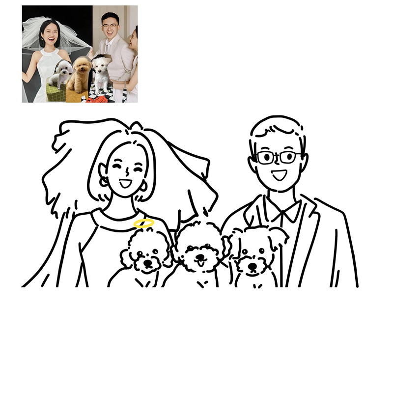 INS手绘Q版卡通人物形象简笔画头像情侣婚礼漫画照片画头像定制 - 图1