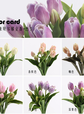 高级感软胶郁金香仿真花车装饰花
