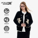 KXLFCHN groundless autumn and winter horn button rabbit embroidered long-sleeved knitted cardigan women's versatile sweater jacket