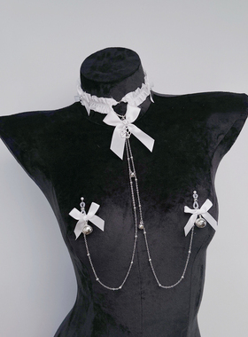 CAROLLL好的主人！性感蝴蝶结项圈乳夹身体链穿戴外出铃铛项圈