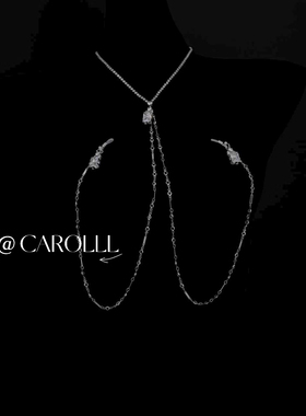 CAROLLL简约方钻闪耀胸夹身体链性感项圈