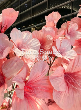 巨型纸艺桃花手工仿真婚礼橱窗商场引路舞台美陈背景装饰道具定制
