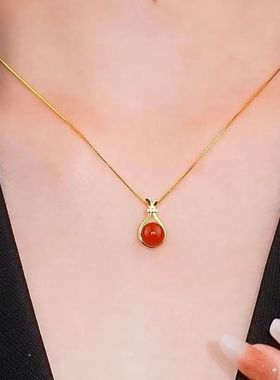 锁骨链中式简约百搭颈链红珠项链