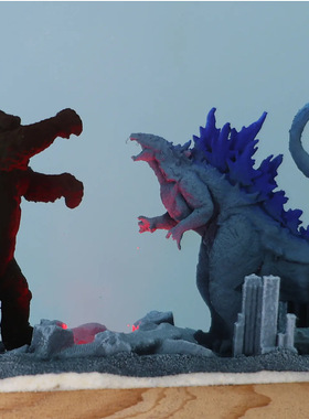 25年新款创意外贸圣诞微景观树脂小夜灯哥斯拉送礼物摆件工艺品潮