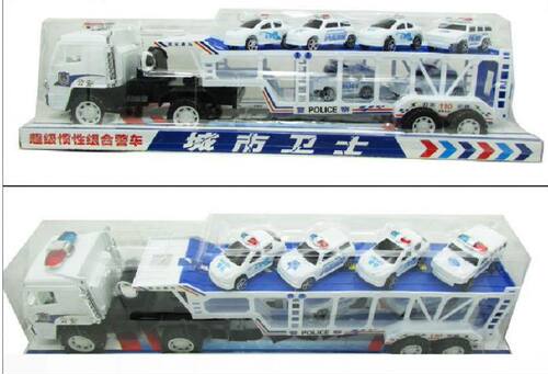 包邮 惯性双层超大号警车平板工程拖车儿童玩具车运输车玩具卡车 - 图3
